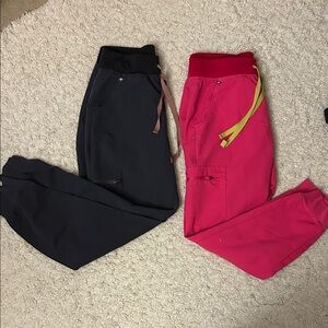 Figs Jogger Set - Hot Pink & Charcoal